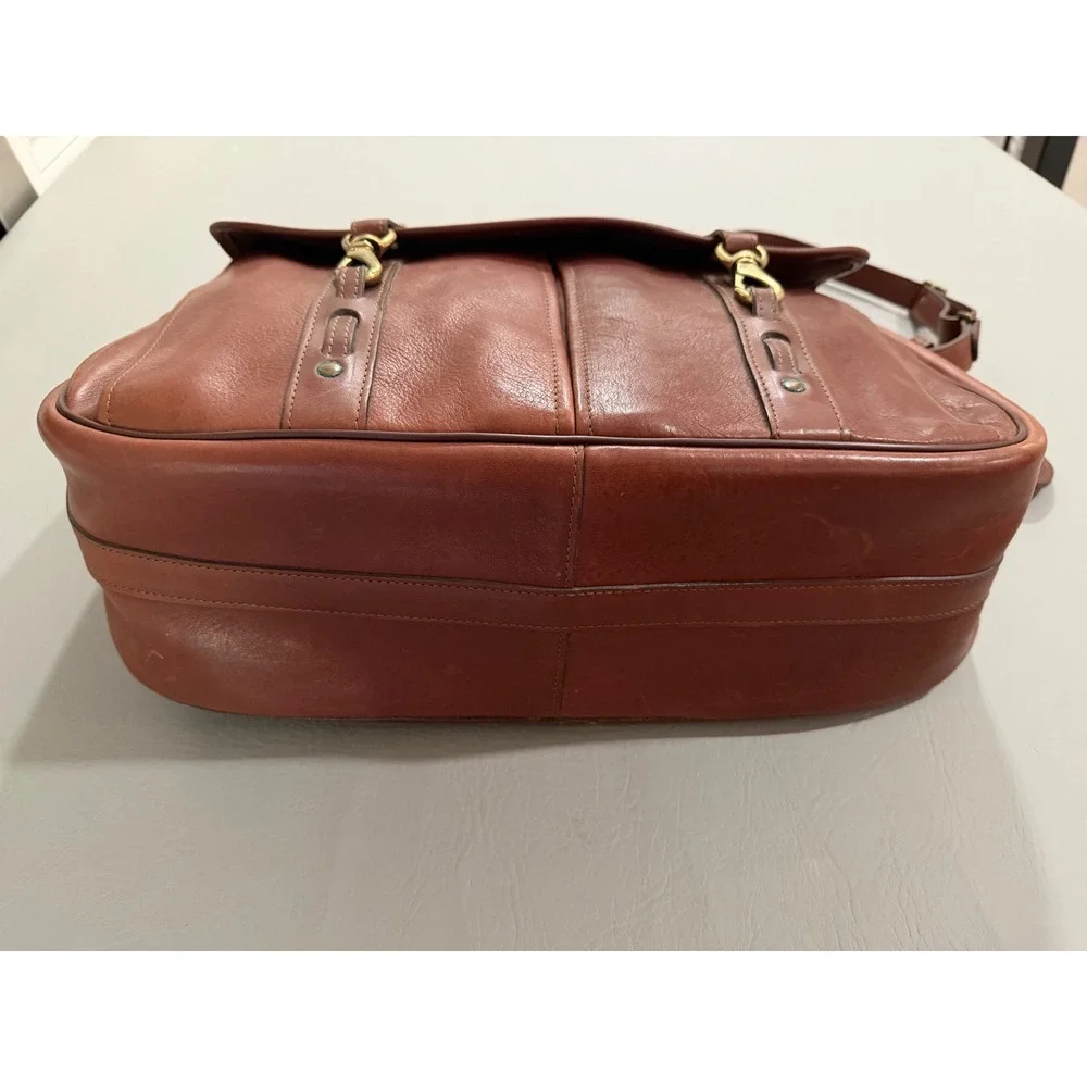 Hartmann Leather Messenger Bag Briefcase Unisex Brown Brass Hardware Large